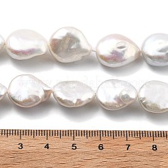 天然バロックケシパールビーズ連売り  養殖淡水パール  フラットラウンド  グレード4a+  フローラルホワイト  13~15x4.5~7.5mm  穴：0.6mm  約28~29個/連  15.87''~16.14''（40.3~41センチメートル）&nbsp;PEAR-B004-16F-02A-01