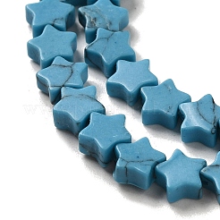 染め合成ターコイズビーズ連売り  スター  6x5.5x2mm  穴：0.8mm  約75個/連  14.57インチ（37cm）&nbsp;G-G085-B31-02