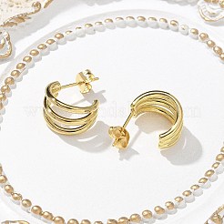 304 Stainless Steel Triple C-Shaped Stud Earrings for Women&nbsp;EJEW-C096-68G-01