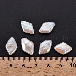 ナチュラルケシパールビーズ  養殖淡水パール  穴なし/ドリルなし  菱形  貝殻色  14~16x9~10x3~6mm&nbsp;PEAR-N020-I01
