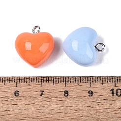 不透明樹脂ペンダント  ハートチャーム  プラチナアイアンループ付き  ミックスカラー  17~18x16.5x10mm  穴：2mm&nbsp;X-RESI-Q232-02
