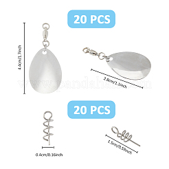 DIY釣り用品  20本の鉄製フィッシングスプリングピンと20本のステンレススチール製フィッシングローリングベアリングコネクタを含む  鉄の魚のルアーで  プラチナ  44mm&nbsp;HJEW-FH00018