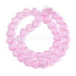 透明ガラスビーズ連売り  ハート  パールピンク  17~17.5x17.5~18x7~8mm  穴：1mm  約40個/連  25.20インチ（64cm）&nbsp;GLAA-N012-02A
