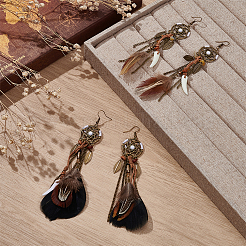 2Pairs 2 Styles Alloy Feather Dangle Earrings&nbsp;EJEW-UN0006-97