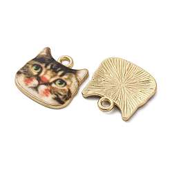 合金エナメルチャーム  カドミウムフリー＆ニッケルフリー＆鉛フリー  ゴールドカラー  猫の頭のチャーム  カラフル  17x17x2mm  穴：2mm&nbsp;ENAM-V002-04G-04