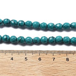 合成ターコイズビーズ連売り  染め  多面カット  ラウンド  5~6mm  穴：0.8mm  約63個/連  13.98インチ（35.5cm）&nbsp;G-L620-A01-6mm