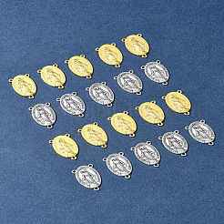 20Pcs 2 Colors Holy Oval Carved Virgin Mary Tibetan Style Alloy Chandelier Component Links&nbsp;TIBE-FS0001-15