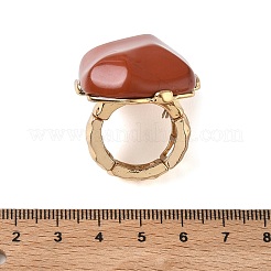 天然レッドジャスパーと合金を使用した女性用指輪  ナゲット  ゴールドカラー  ナゲット：36.5~37x30mm  内径：17.5~19mm&nbsp;RJEW-G375-01G-08