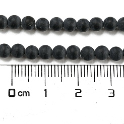 Grade A Round Frosted Natural Black Agate Beads Strands&nbsp;X-G447-2