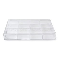 カバー付きプラスチックビーズコンテナ12グリッド  アクセサリー用  ビーズ  小物収納  長方形  透明  24x35x4.2cm&nbsp;CON-K002-03A