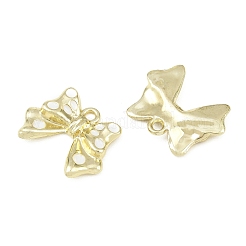 合金エナメルチャーム  ちょう結びのチャーム  ラックめっき  ゴールドカラー  15x20x3mm  穴：1.8mm&nbsp;AL-CBAF039-03G