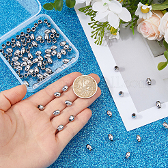 バレル202ステンレススチールスペーサービーズ100個  ステンレス鋼色  7x6mm  穴：3mm&nbsp;STAS-DC0017-45