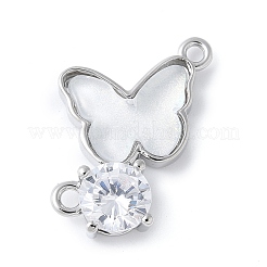 Brass Micro Pave Cubic Zirconia and Glass Connector Charms&nbsp;KK-F892-48P