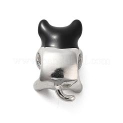 304ステンレススチールエナメルヨーロピアンビーズ  大穴ビーズ  犬  ステンレス鋼色  16x8.5x7mm  穴：4.5mm&nbsp;STAS-G308-38P