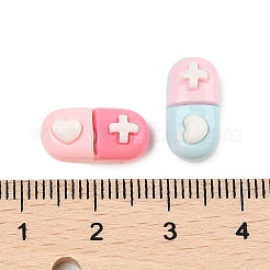 オペーク樹脂カボション  ミックスカラー  ピル  15x7x6.5mm&nbsp;CRES-M037-08C