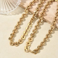 304ステンレススチール製ディスクリンクチェーンネックレス＆ブレスレットセット  イオンプレーティング（ip）  18KGP本金メッキ  608mm&nbsp;SJEW-D091-05G