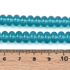 模造ヒスイのガラスビーズ  ロンデル  ダークシアン  8~8.5x4.5~5mm  穴：1.2mm  約75~77個/連  14.96インチ（38cm）&nbsp;GLAA-ZX008-8mm-17H