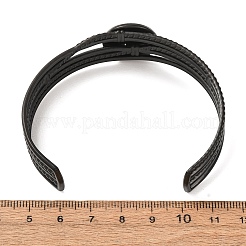 304ステンレススチール製のマルチ連カフブレスレットのブランク（フラットラウンドベゼルセッティング付き）  イオンプレーティング（ip）  長持ちメッキ  ブラック  トレイ：18mm  内径：2.11x2.40インチ（5.35x6.1cm）&nbsp;SA-CBA4160-01B-EB