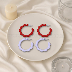 3 Pairs 3 Colors Acrylic C-Shaped Stud Earrings&nbsp;EJEW-GO0002-15