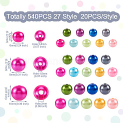 540Pcs 27 Style Spray Painted ABS Plastic Imitation Pearl Beads&nbsp;OACR-TA0001-18