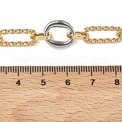 ツートンカラーの304ステンレススチール製オーバルリンクチェーンネックレス（女性用）  本金メッキ&ステンレススチールカラー  18.11インチ（46cm）&nbsp;NJEW-A074-05GP