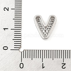 真鍮製マイクロパヴェキュービックジルコニアスライドチャーム  長持ちメッキ  ハート  プラチナ  12x11x6.5mm  穴：1.5x3.5mmと10x1.5mm&nbsp;ZIRC-I068-08P-A