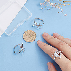 6Pcs 3 Style Adjustable Brass Ring Components&nbsp;FIND-PH0010-35