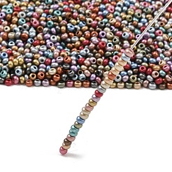 マットメタリックカラーのガラスシードビーズ  丸い穴  ラウンド  ミックスカラー  2~2.5x1~2mm  穴：0.7~0.8mm  約700個/袋&nbsp;EGLA-K064-02