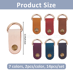 14Pcs 7 Styles Oval Cowhide Leather Pendant Decorations&nbsp;HJEW-FH00289