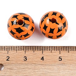 ハロウィーンの木製ビーズ  サドルブラウン  ラウンド  15mm  穴：3.5mm&nbsp;WOOD-S064-01B