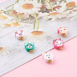 ポリマー粘土のチャーム  真鍮パーツ  動物  ゴールドカラー  ミックスカラー  13~14.5x9~10x4~5mm  穴：2mm&nbsp;PALLOY-JF00681