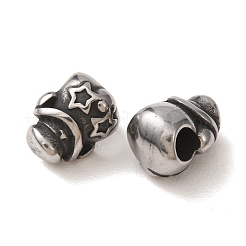 304ステンレススチールビーズ  スターとバレル  アンティークシルバー  11x9.5x9mm  穴：3.5mm&nbsp;SA-CBA9DCB-09AS