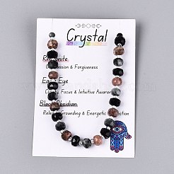 Natural Rhodonite & Eagle Eye & Obsidian Beads Strands&nbsp;G-Q614-03A-02