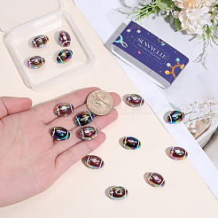 20個2色不透明アクリルヨーロピアンビーズ  大穴ビーズ  UVメッキ  ラグビー  ミックスカラー  19x12x12.5mm  穴：4mm  10個/カラー&nbsp;OACR-SC0003-04