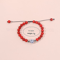 Sports Synthetic Turquoise & Plastic Beads Braided Bead Bracelets&nbsp;NE3521-2