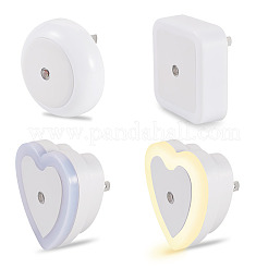 3個 3スタイル ABSプラスチック センサーLEDナイトライト  ホワイト  混合図形  61.5~66.5x38.5~47.5mm  1個/スタイル&nbsp;AJEW-TA0003-03