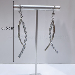 誇張されたクリアキュービックジルコニアのタッセルダングルイヤリング  ファッショナブルなスパークリング  銀  65mm&nbsp;RO8227-6