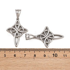 304ステンレスペンダント  トリニティノットチャーム  ステンレス鋼色  31.5x22.5x3mm  穴：8x4.8mm&nbsp;STAS-B167-20B-P