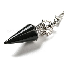 Natural Obsidian Pointed Dowsing Pendulums&nbsp;AJEW-P113-01P-02