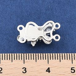 真鍮マイクロパヴェクリアキュービックジルコニアボックスクラスプ  シェルと  蝶  1連  2穴  銀  4mm  穴：10x18x8mm&nbsp;KK-C080-07S