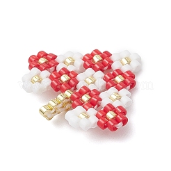 MIYUKI Glass Seed Beaded Heart with Flower Pendants&nbsp;PALLOY-MZ01113-01