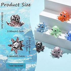 6 個 6 色手作りでこぼこランプワークビーズ連売り  タコ  ミックスカラー  15x25x13~14mm  穴：1.4mm  1pc /カラー&nbsp;LAMP-FS0001-54