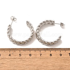 304ステンレススチールツートンスタッドピアス  ゴールデン·ステンレス鋼色  ツイスト  26x8mm&nbsp;EJEW-F355-02GP-02
