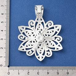 チベットスタイルの合金焦点ペンダント  カドミウムフリー＆ニッケルフリー＆鉛フリー  派手な細工の花  銀  64x46.5x1.5mm  穴：11mm&nbsp;TIBEP-LF9727Y-S-FF