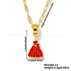 304 Stainless Steel Enamel Halloween Broom Pendant Dapped Chain Necklaces&nbsp;LP1406