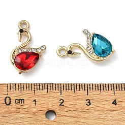 ゴールデンラックメッキ合金ラインストーンペンダント  ガラスと  ニッケルフリー  白鳥のチャーム  ミックスカラー  22x13x5mm  穴：2mm&nbsp;PALLOY-F308-16G