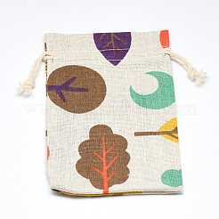 Printed Polycotton(Polyester Cotton) Packing Pouches Drawstring Bags&nbsp;ABAG-T004-10x14-19
