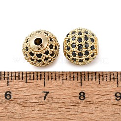 ラックメッキ真鍮製キュービックジルコニアビーズ  長持ちメッキ  ラウンド  ゴールドカラー  9.5~10x9~9.5mm  穴：2mm&nbsp;ZIRC-S001-10mm-A01-01