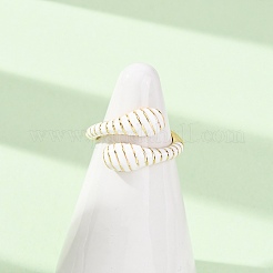 Brass Enamel Cuff Open Rings for Women&nbsp;RJEW-A098-01G-03