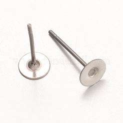 変色しない 316 サージカルステンレス スタッド イヤリング 金具  ステンレス鋼色  12.5x5mm  ピン：0.7mm&nbsp;X-STAS-K098-02-5mm-P